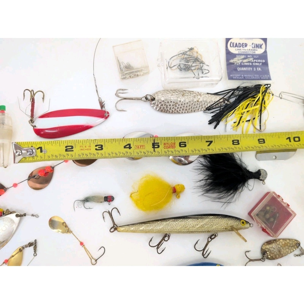 Vintage Fishing Lures Lot Mepps Aglia Red Devil Rapala Hula Spinners Hooks - Picture 10 of 14